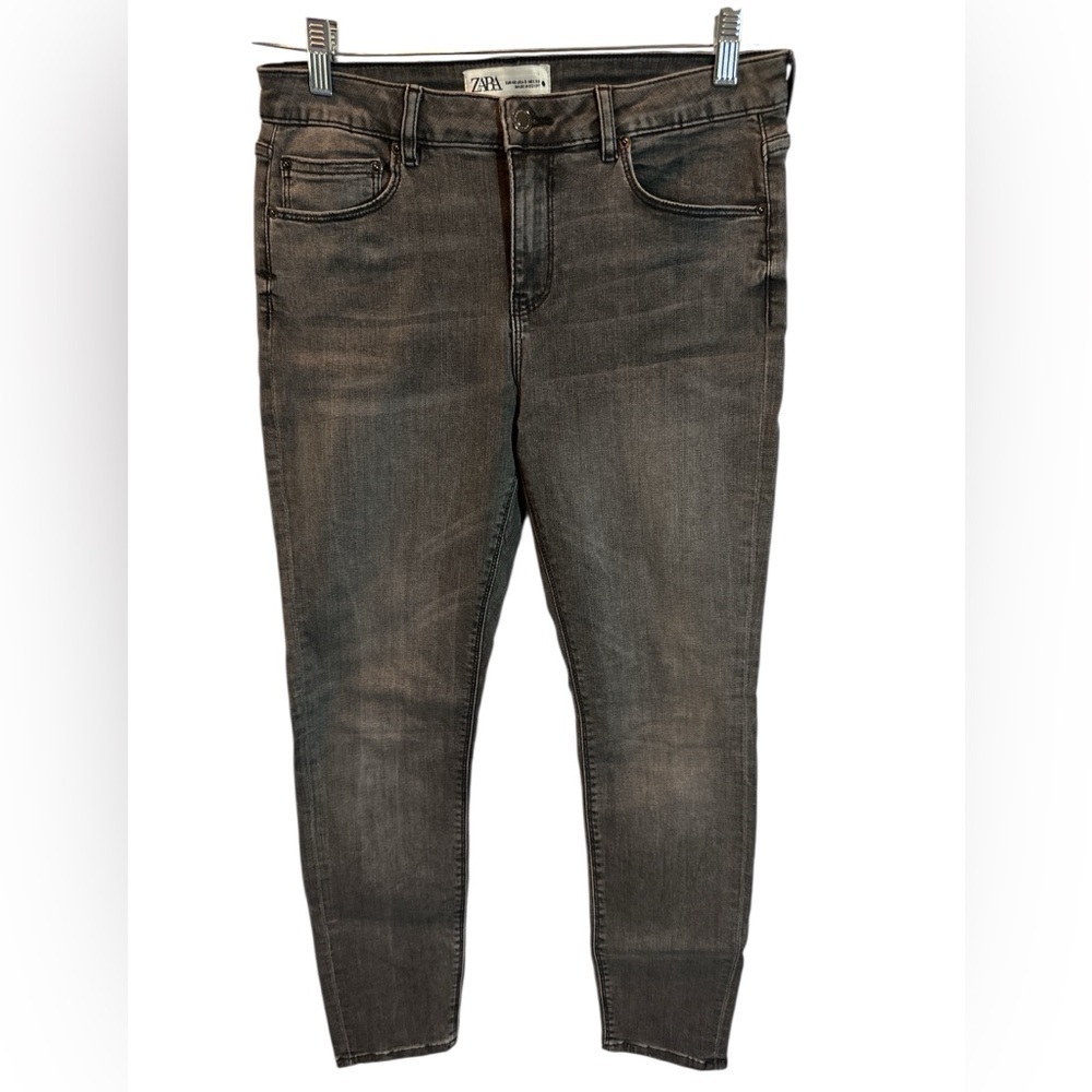 Zara Sz 8 X 27" Stretch Gray Wash Denim High-rise Skinny Ankle Women Jeans EUC